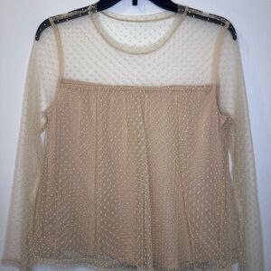 Banana Republic Cream Sheer Polka Dot Blouse